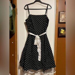 Pulse Black and White Polka Dot Midi Dress